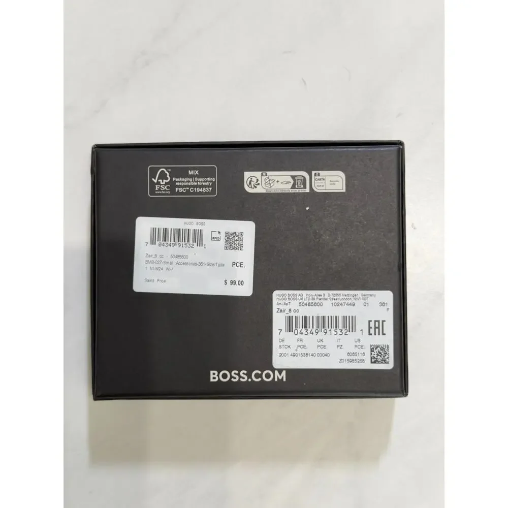 NWT BOSS Zair Cross Grain Textured Leather Bifold Wallet, $99 MSRP